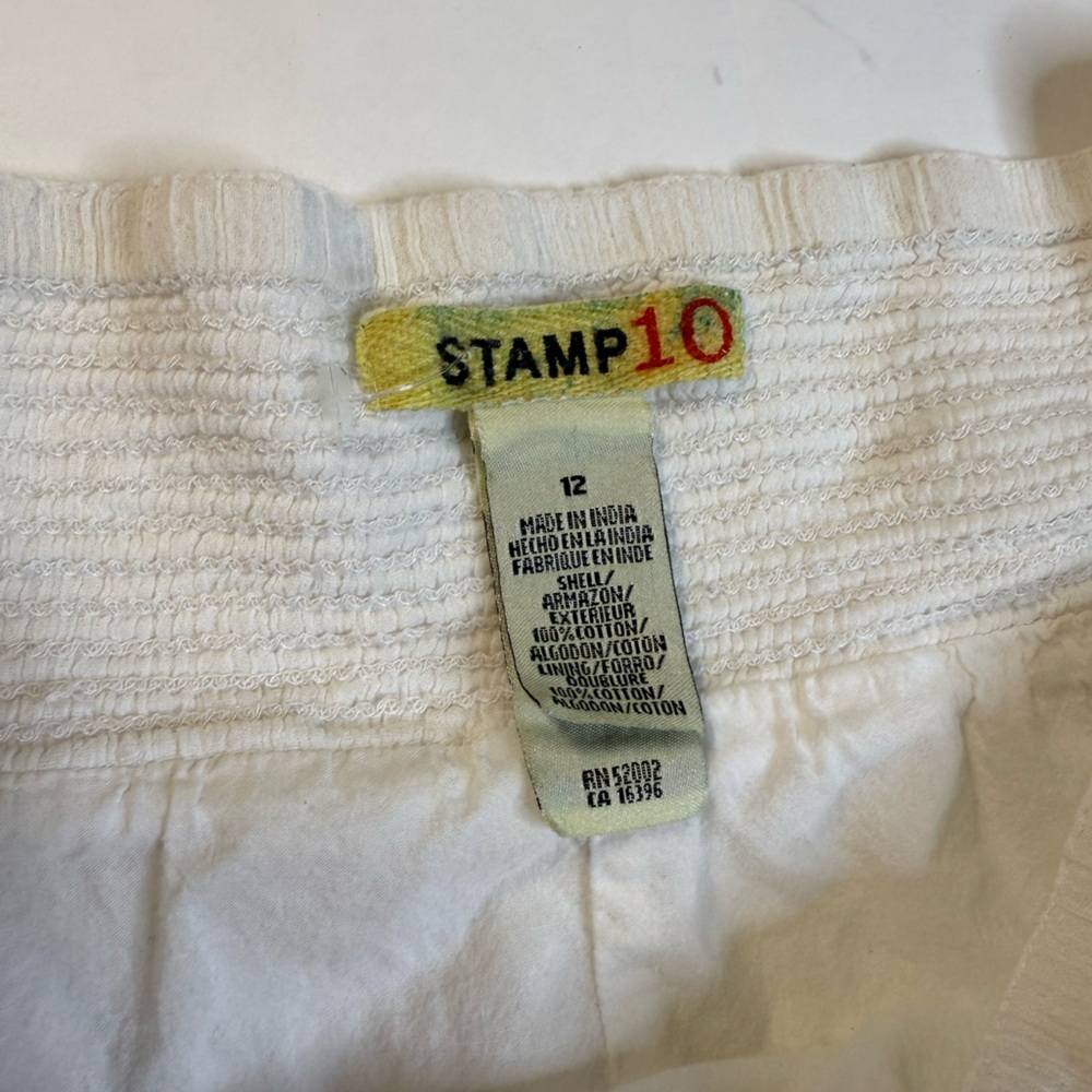 Cream Cotton Smocked Waist Flowy Midi Skirt – Stamp 10 - Picture 2 of 6